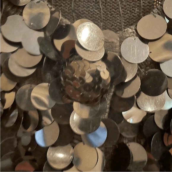 EXPRESS TRICOT Black Jumbo Sequin Open Front Vintage Jacket XL - Picture 3 of 8